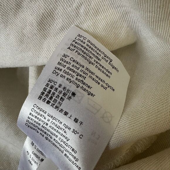 MARC CAIN Top White Animal Print Sleeveless Fringed Cotton Blend - Picture 11 of 12